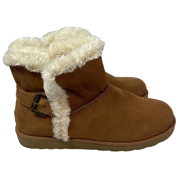 SO Shoes - SO Hangout Womens Plush Fuzzy Lined Chestnut Brown Ankle Boots Size 9.5 US